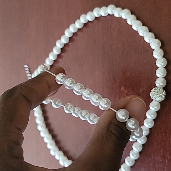 Faux Pearl Necklace, Earrings, and Bracelet Set - Picture 5 of 9